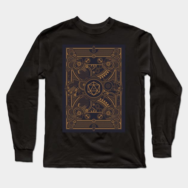 Mechanical 20 Sided Polyhedral Dice Steampunk Retro Long Sleeve T-Shirt by pixeptional